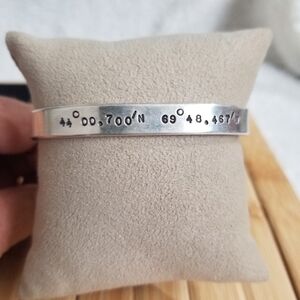 Sterling Silver Latitude and Longitude cuff.